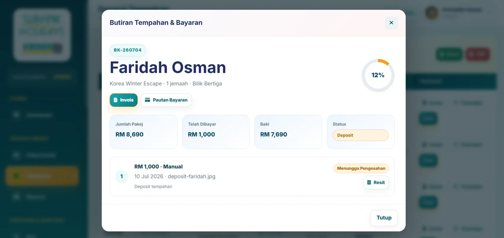 Modul Bayaran Tempahan
