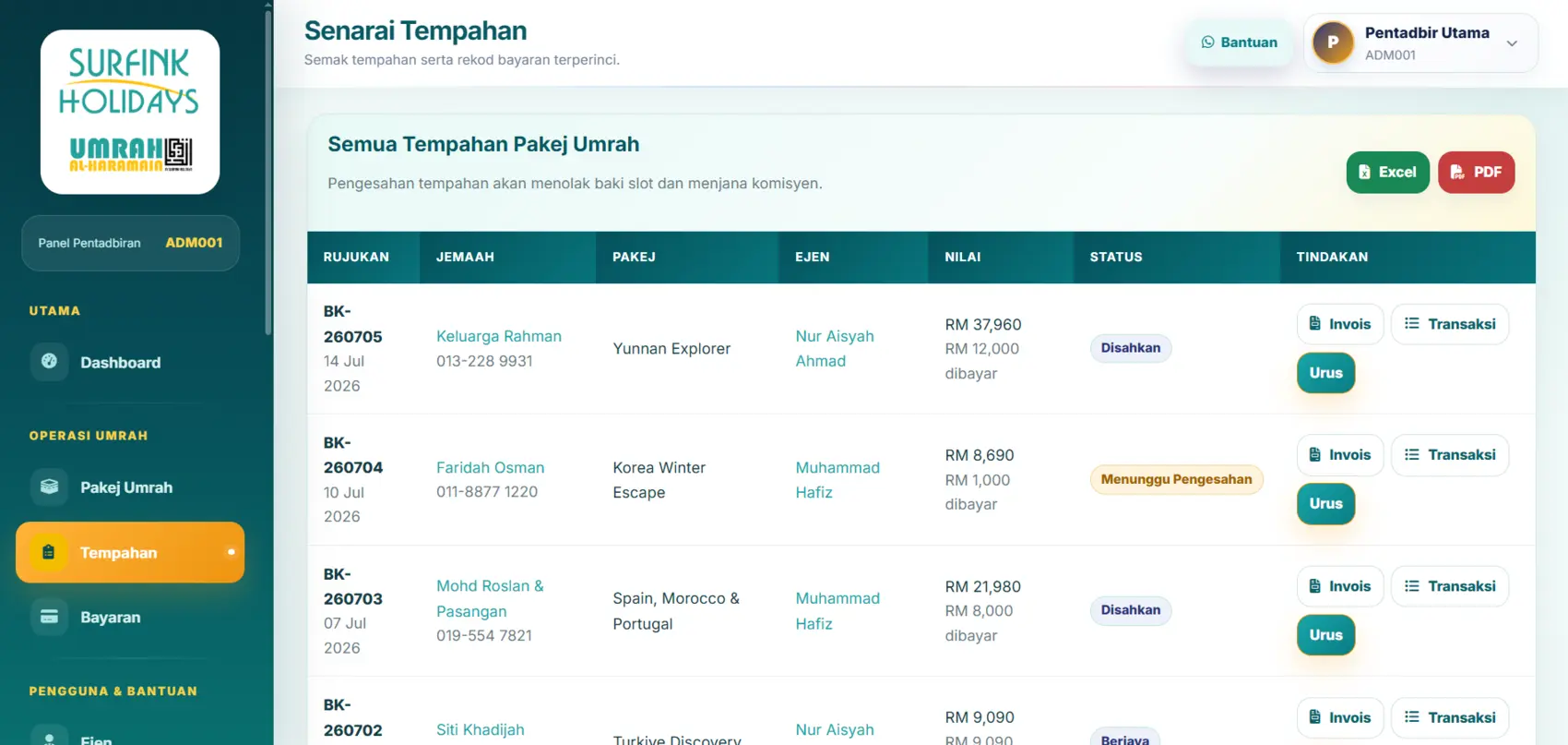 Pengurusan Tempahan Travel